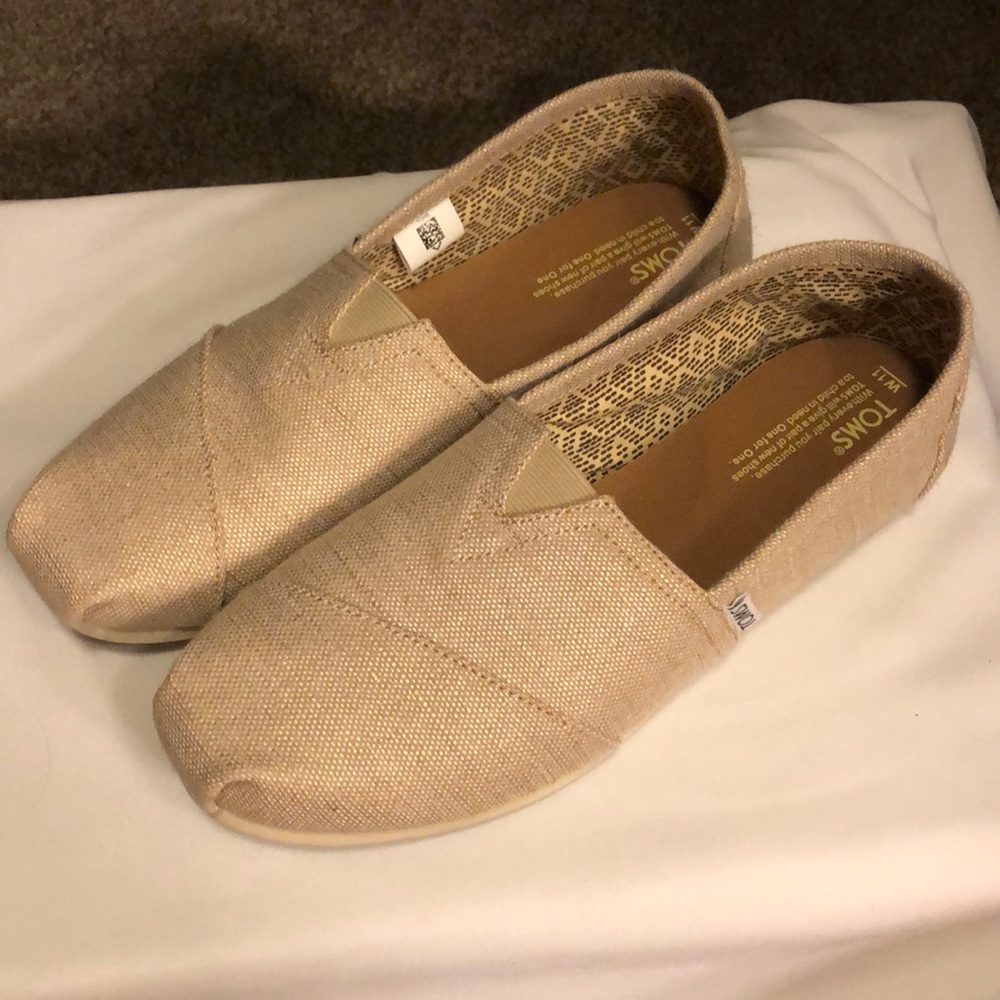 Metallic Burlap Toms Shoes